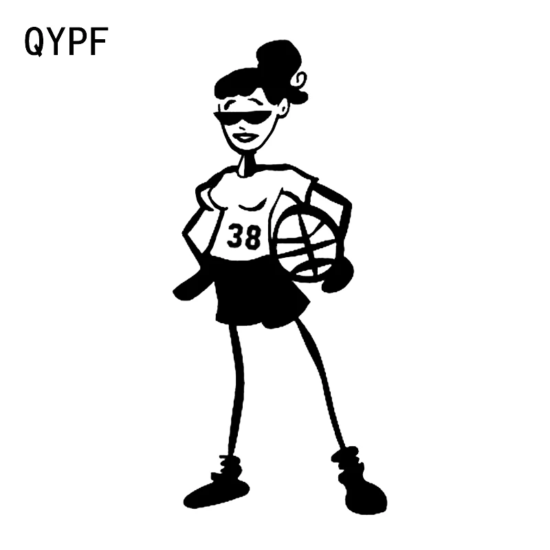 

QYPF 7.8*17.2CM Lovely Cartoon Girls Basketball Movement Car Styling Sticker High Quality Silhouette Decor Vinyl C16-0466