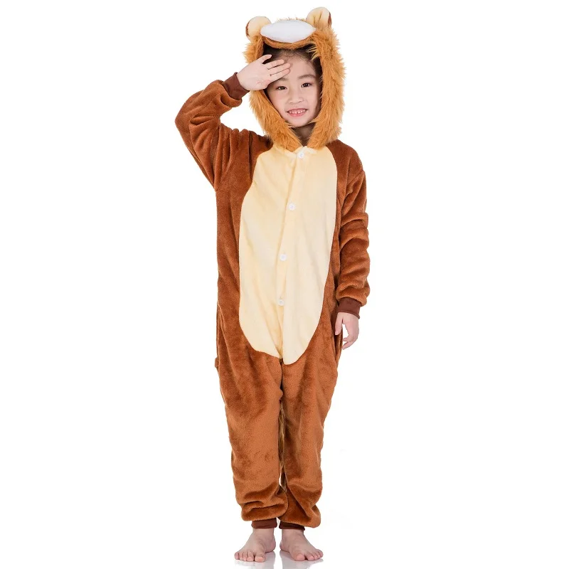 New-2018-Winter-Animals-Lion-Costume-Jumpsuit-For-Children-Unicorn-Tiger-Halloween-Kids-Pajamas-Toddler-Onesie