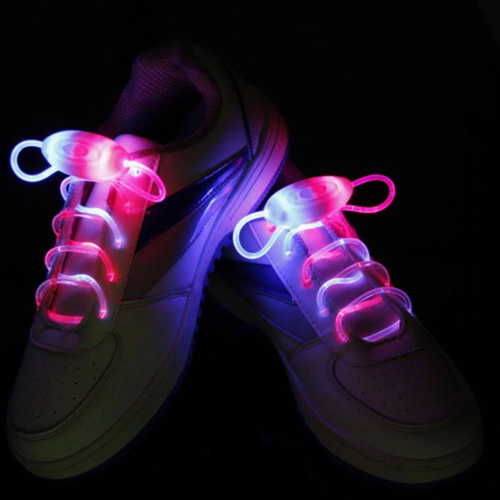 Hot LED Flash Luminous Shoelace Light Up Glow Round Strap Shoe Laces Party Decor Shoestrings Lazy No Tie Shoeslace 11 Colors - Цвет: Blue Pink