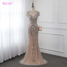 Роскошное вечернее платье ручной работы, стразы, длинный рукав, Русалка, вечернее платье для подиума, модные платья YQLNNE