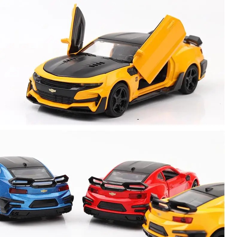 Us 12 87 8 Off 1 32 Alloy Pull Back Car Toys High Imitation Chevrolet Camaro 4 Open Door Music Flash Toy Vehicles Wholesale In Diecasts Toy