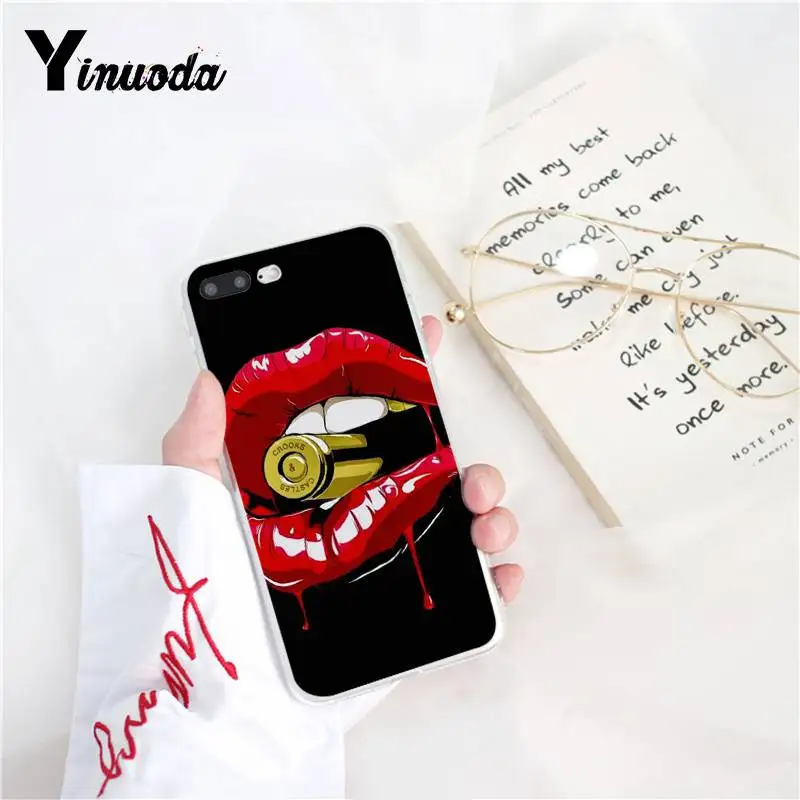 Sexy Girl red Lips black silicone