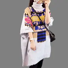 2016 Autumn Winter New Fashion Women Large size Loose Cartoon Printing 7 Points Sleeve Bat Shirt