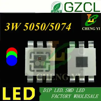 

3W RGB 5050 smd led 1w each color 5074 rgb led diode High power multicolor led bulb