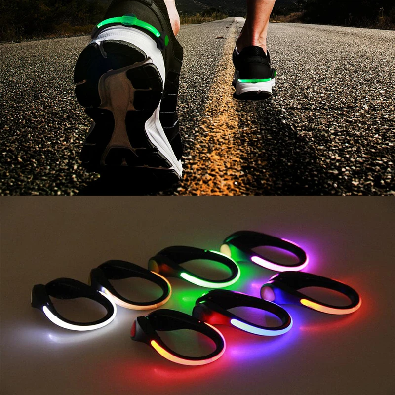 Luminous LED Shoe bike Light Clip Warning Lamp fits Night Walking Running bike
