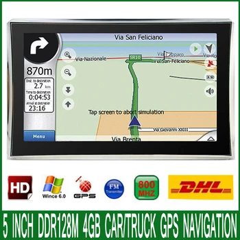 

5 Inch vehicle MTK CE6.0 GPS Navigation Car Navigator with FM Transmitter RAM 128M/4GB Memory map for Europe/USA/Russia