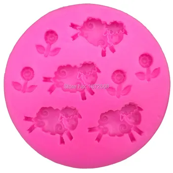 

Three sheep flowers cooking tools Christmas wedding decoration silicone mold fondant mold DIY cake decoration 50pcs