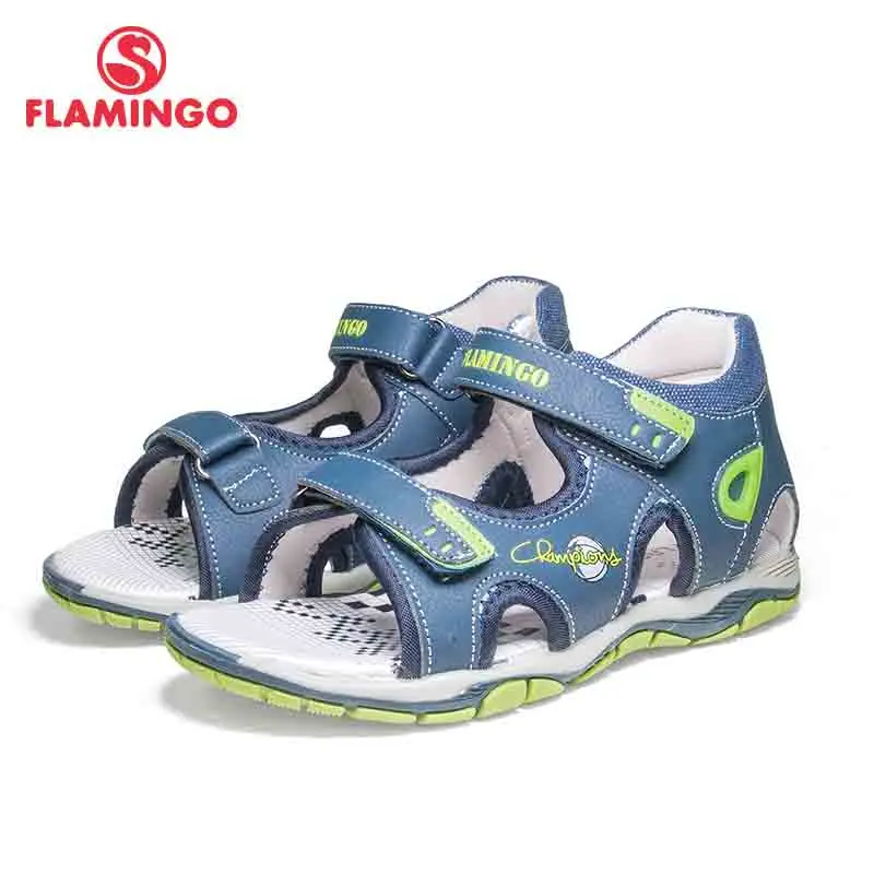 

FLAMINGO Brand Mixed Color Summer Hook&Loop Blue Casual Kids shoes Little Outdoor Sandals Flat for boy 81S-XDB-0759