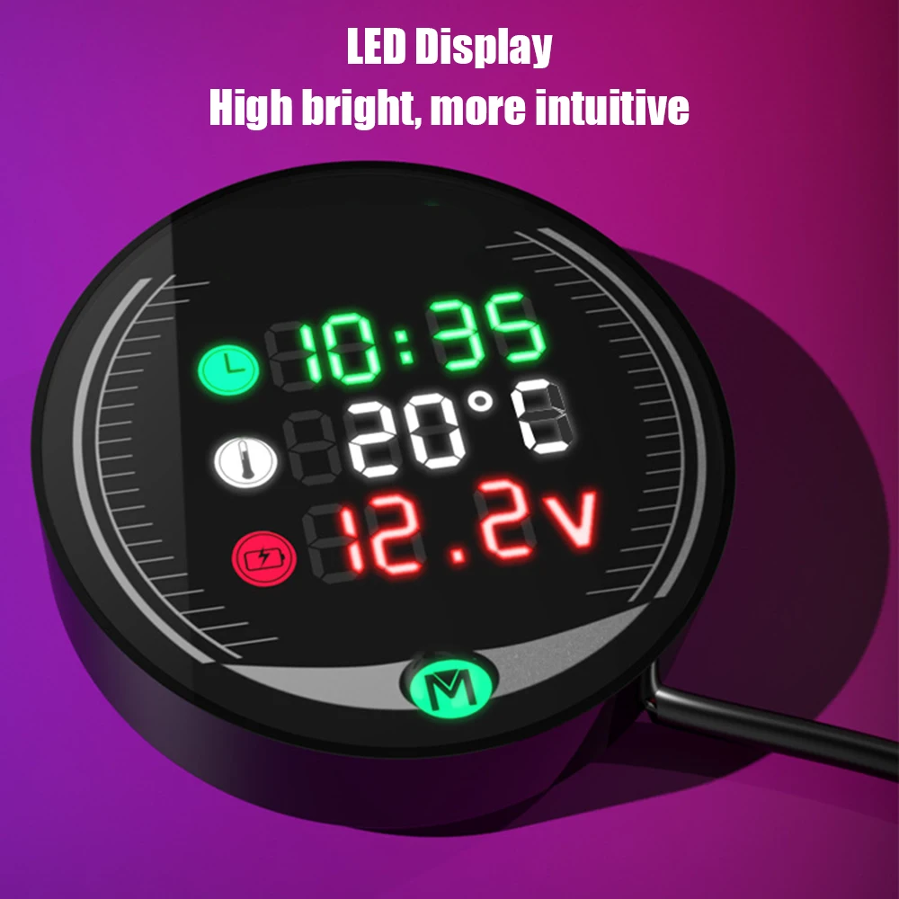 

KKMOON Waterproof 9-24V 3-in-1Night Vision Motorcycle Voltmeter volt gauge Display Table LED volt meter in moto