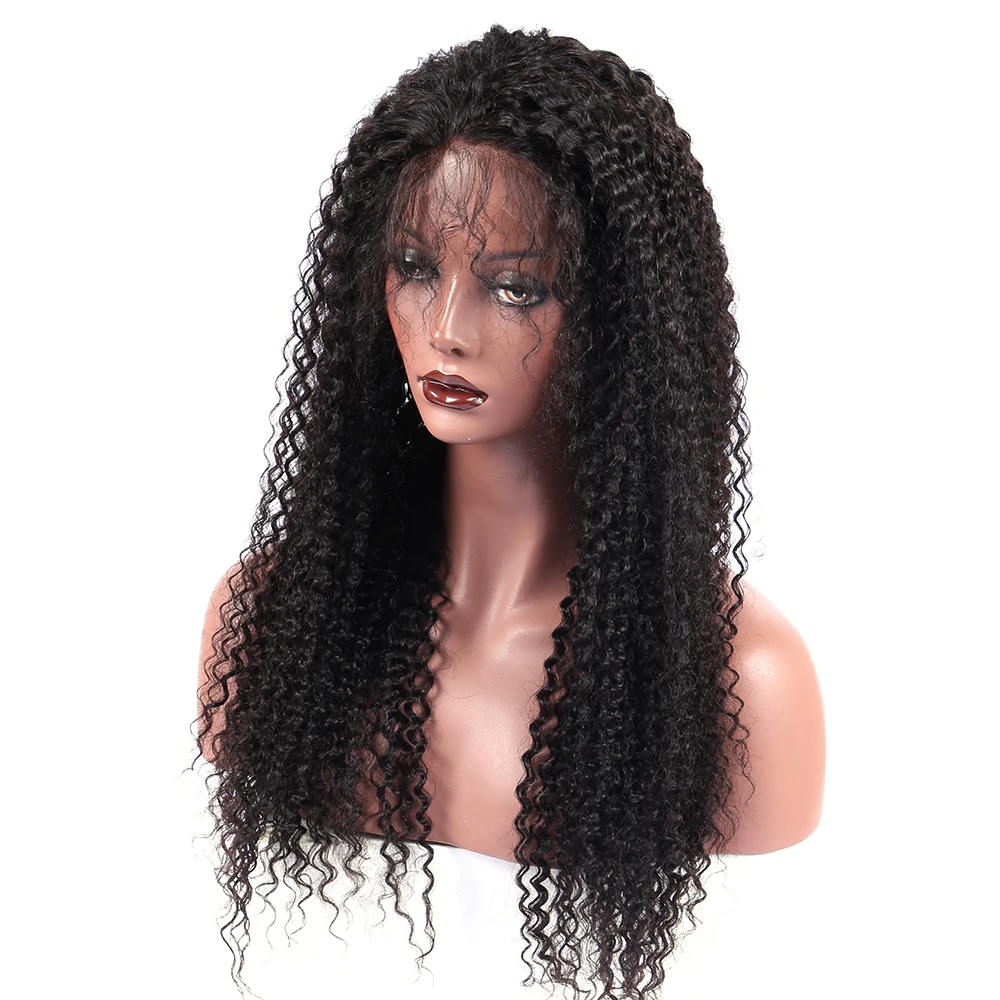 Kinky Curly Silk Base Lace Front Human Hair Wigs Bleached Knots Pre Plucked Brazilian Lace Wig