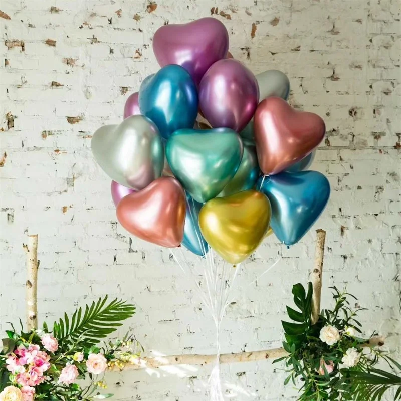 

Chrome heart balloons birthday party decorations kids Wedding decoration birthday balloons unicorn party supplies love