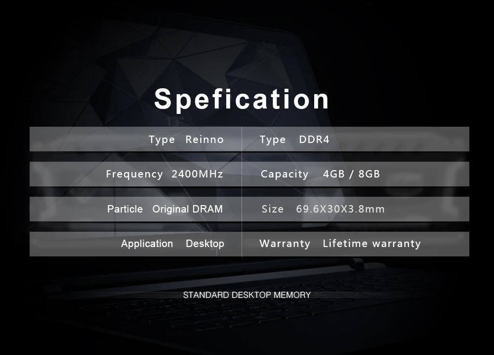 Reeinno оперативная Память ddr4 4 Гб 2400 МГц 1,2 V 19200 МБ/с. NON-ECC 260pin пожизненная гарантия один Прямая поставка с фабрики, только для ноутбука