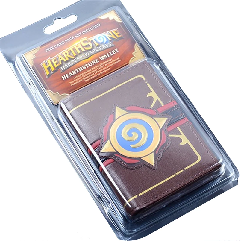 

Embossed Leather Heroes of Warcraft Hearthstone logo wallet Men's Three folding wallets