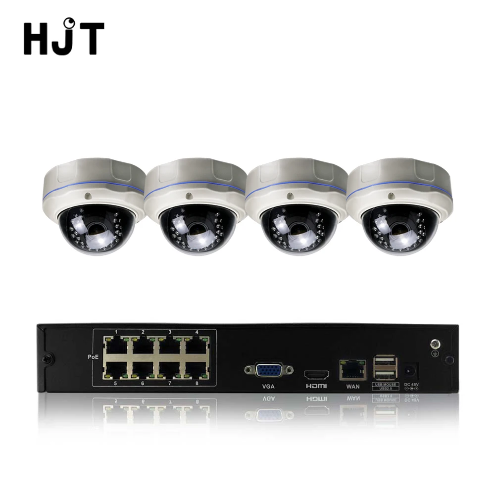 

HJT H.265 5.0MP POE Dome 4CH NVR Sistema Kit CCTV Conjunto De Vigilancia De Seguranca De Video Prova de Intemperies do IR Indoo