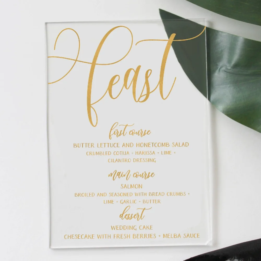 

50pcs Laser Cut Unique Design Custom Print Acrylic Card Flower Wedding Invitation Card Wedding Information Menu