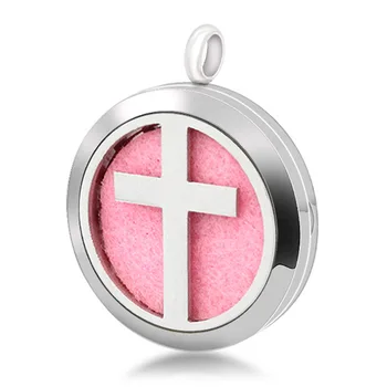 

Magnetic Stainless Steel Aromatherapy Necklace Jewelry Cross Perfume Locket Pendant Essential Oil Diffuser Locket