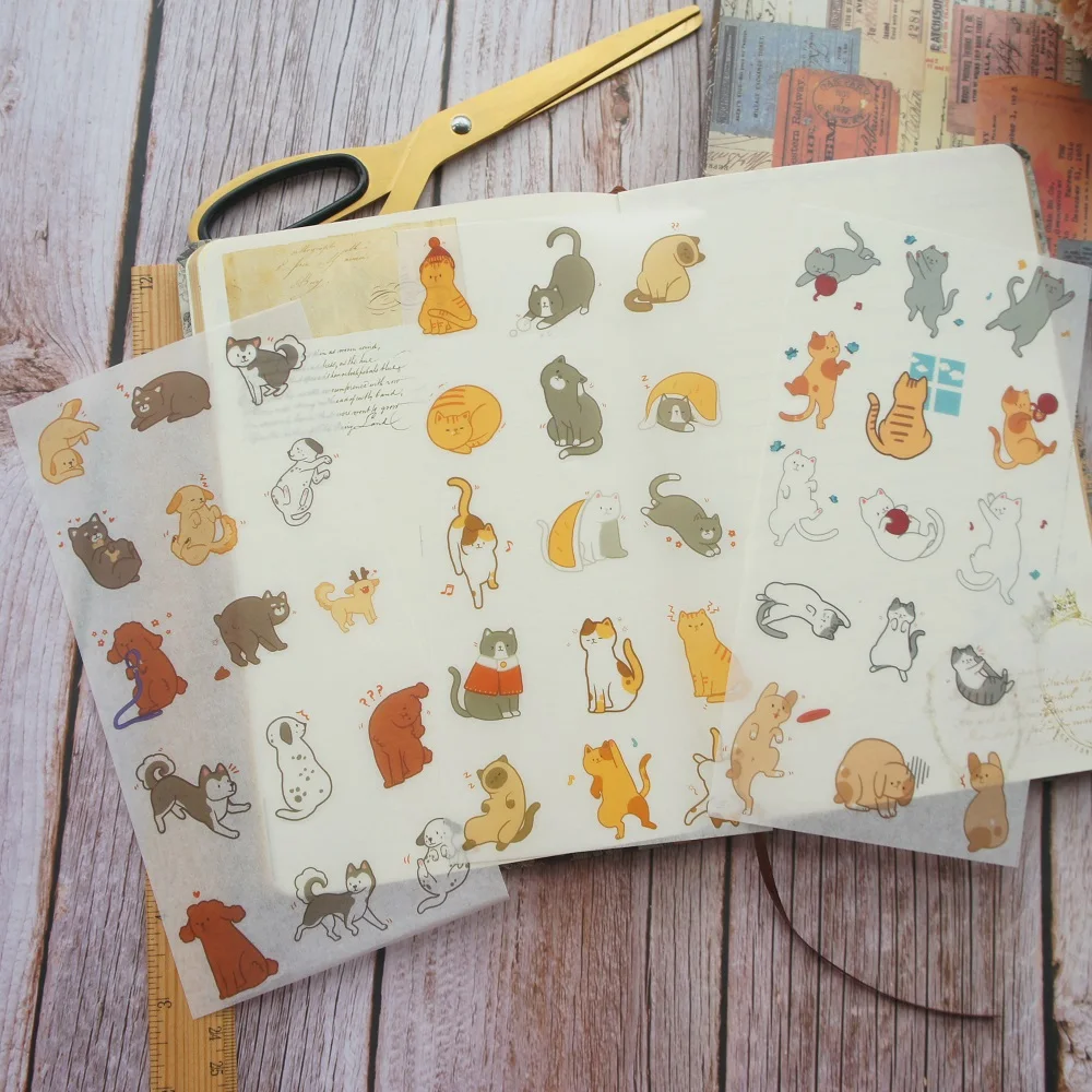 DIY 3 листа бумажная наклейка кошка Васи в качестве украшения для скрапбукинга