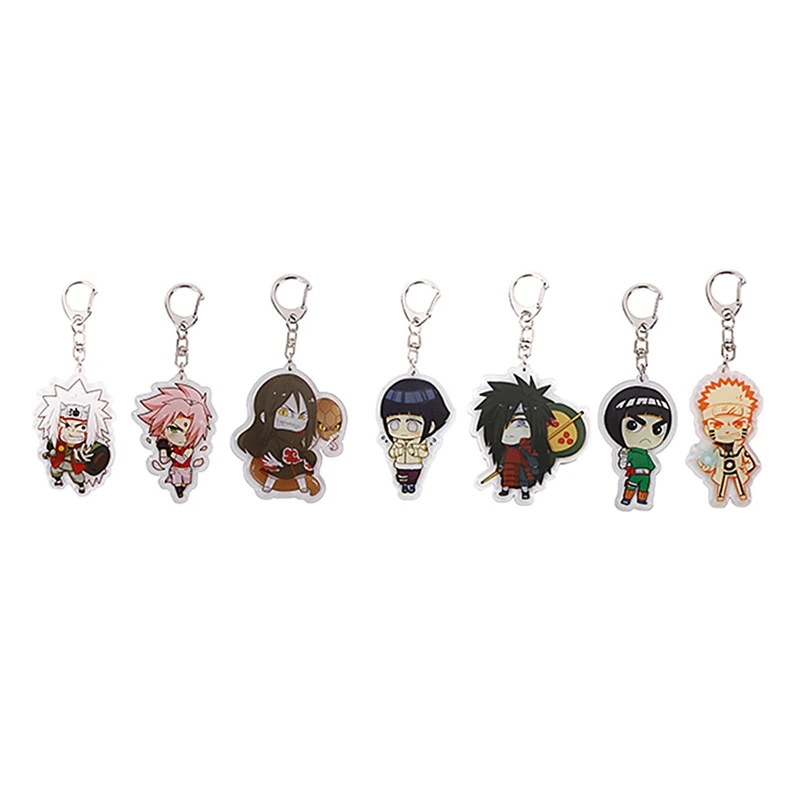 

6cm Anime Keychain Uzimaki Uchiha Sasuke Haruno Sakura Hyuga Hinata Rokku Rii Jiraya Print Keyrings Keychain Key Holder