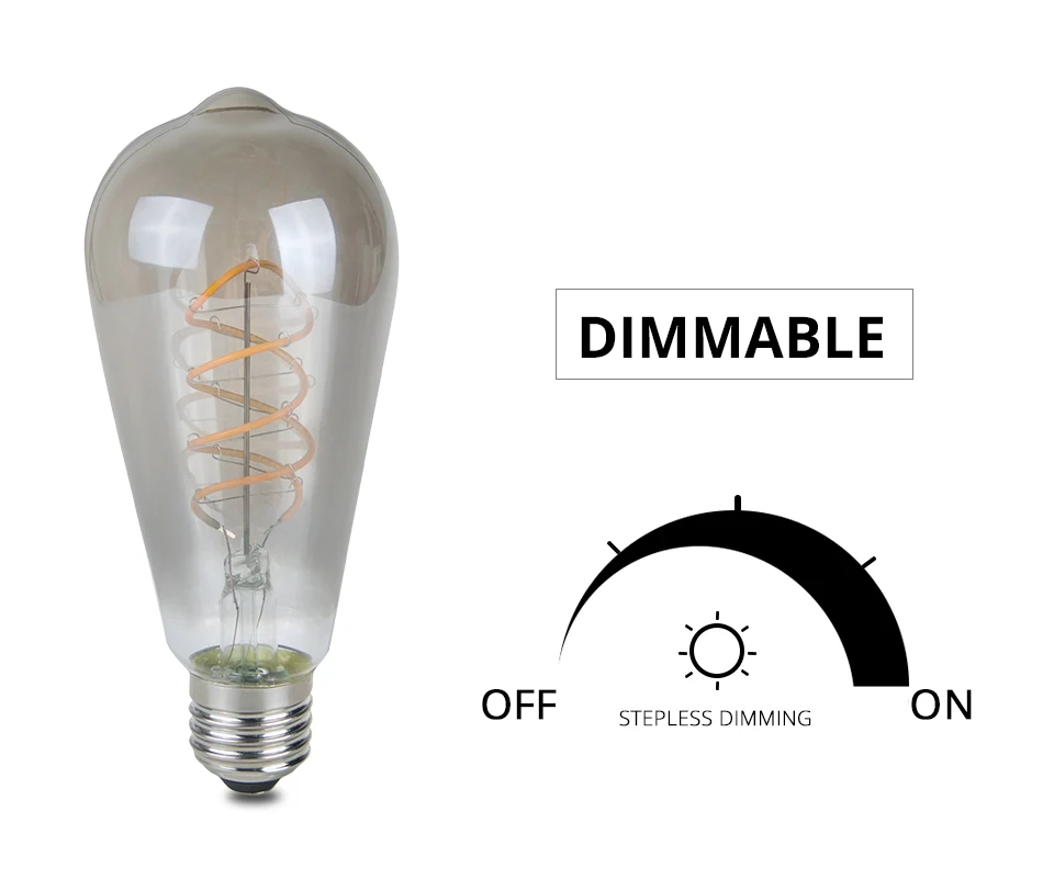Затемняемый 3 Вт винтажный светодиодный светильник Эдисона, Сменные лампы накаливания E27 220 в 85-265 в Ретро лампа ST64 A60 G80 G95 Светодиодный светильник накаливания