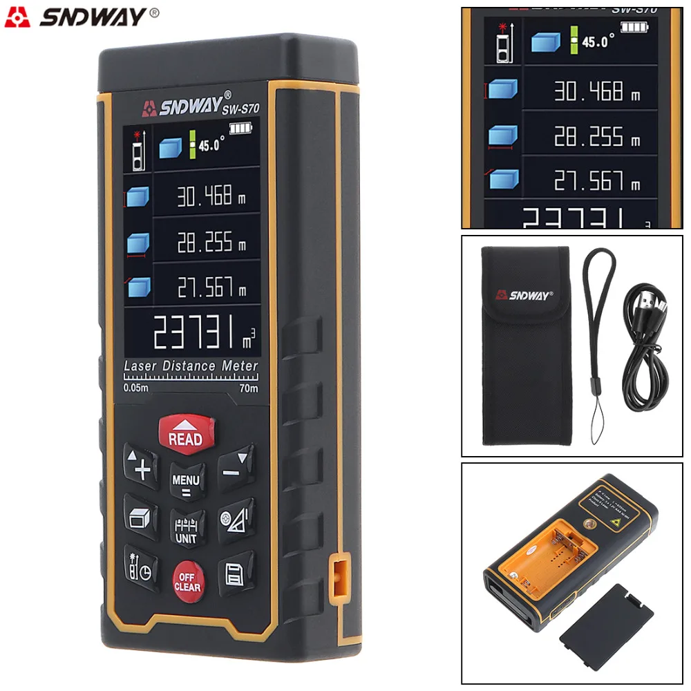 

SW-S70 Support Computer Connection 70M Laser Distance Meter with Lofting Function and Universal Horizontal Bubble Function