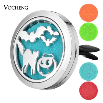 

10pcs/lot Car Air Freshener Essential Oil Locket Clip Halloween Stainless Steel Pendant Magnetic without Oil Pads VA-720*10