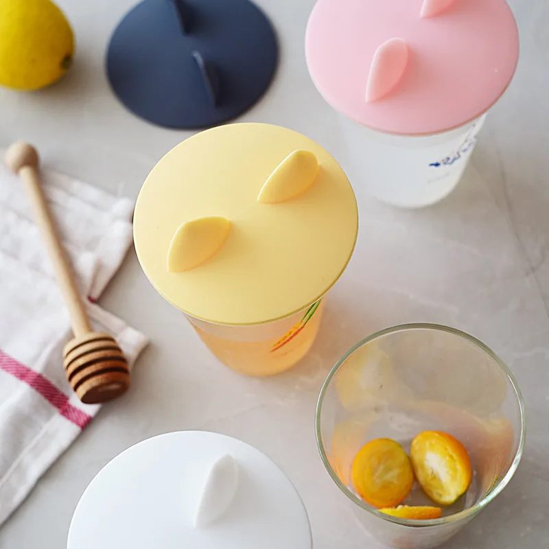 

1PCs Cat Ears Cup Lids Dust Reusable Silicone Cover Heat Resistant Cup Thermal Insulation Cover Tea Cup Caps Cup Accessories
