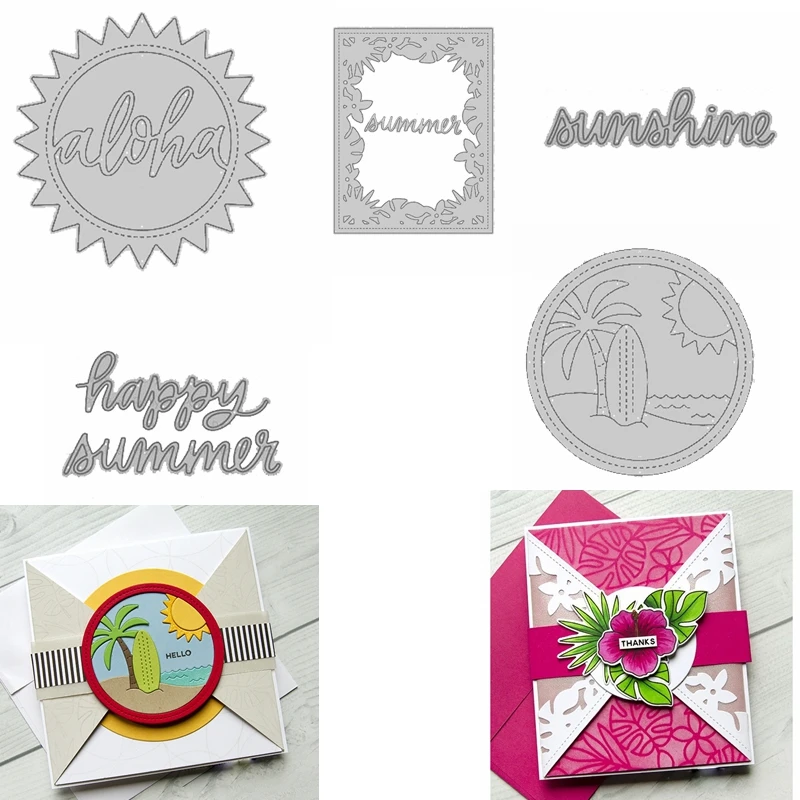 

Summer Sunshine Words Frame Shape Metal Cutting Dies Stencil For Scrapbooking Embossing DIY Paper Card Handcrafts Decor Template