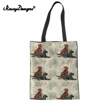 

Noisydesings New Women Canvas Cotton Shopping Bag 3D Labradors Printed Girl Lady Tote Custom Bag Pouch Portable Folding Dropship