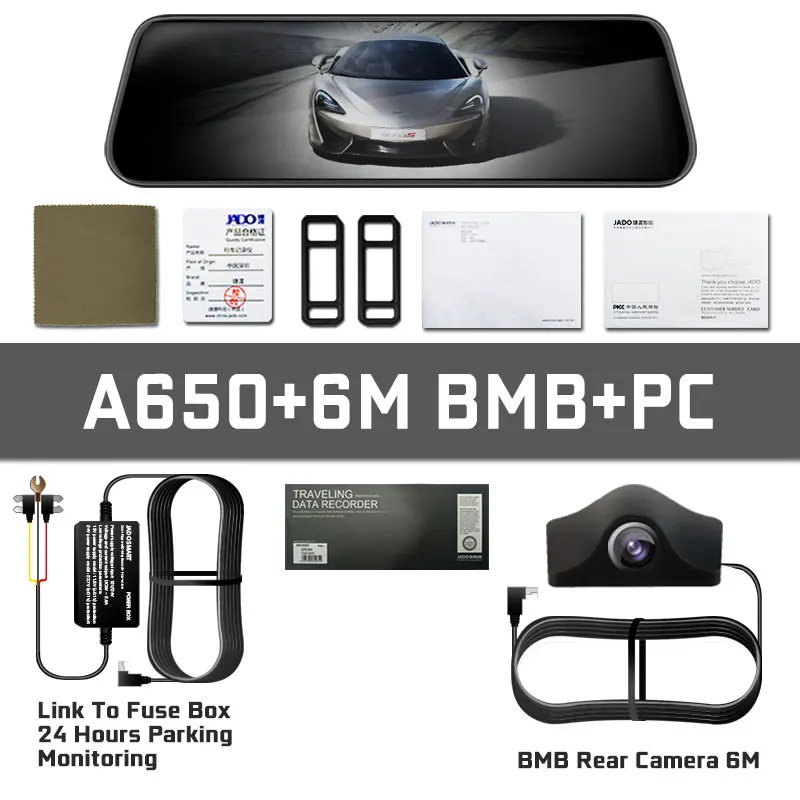 JADO A650 X1 потоковое зеркало заднего вида Dvr dash cam era avtoregistrator 10 ips сенсорный экран HD 1080P Автомобильный видеорегистратор Камера ночного видения