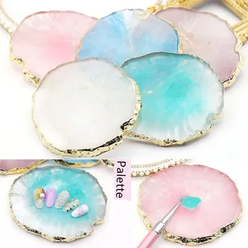 

2018 New Natural Resin Stone Nail Art Color Palette Acrylic Gel Polish Holder Drawing Paint Paint Dish Glue Display Photo Tool