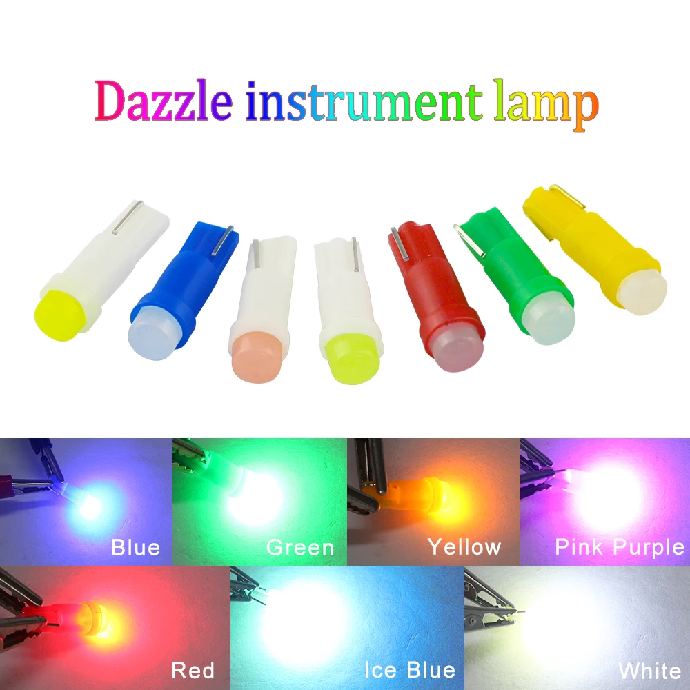 

1X T5 COB Led car dashboard light instrument automobile door Wedge Gauge reading lamp bulb 12V Car Styling W3W W1.2W T5 W2X2.6d