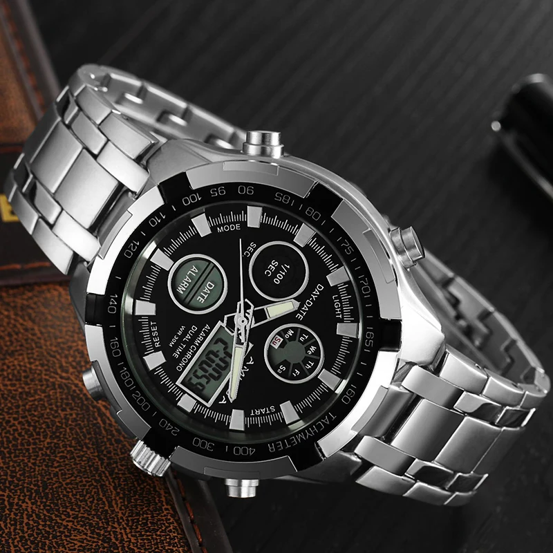 

AMUDA New Men Fashion Casual Sports Watches Waterproof Chronograph Stainless Steel Digital Quartz Wristwatches Relogio Masculino
