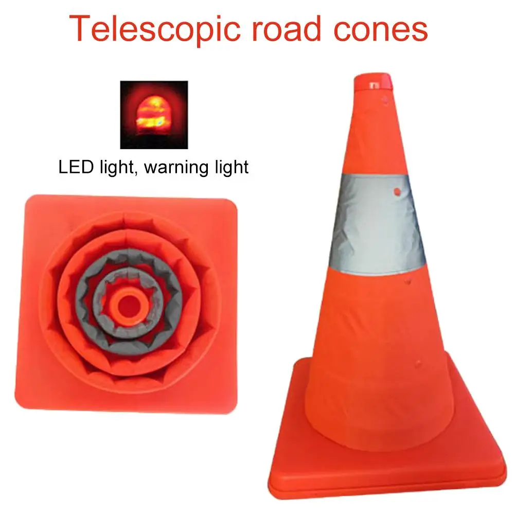 

Telescopic Reflective Car Emergency Road Cone Warning Roadblock with Top Light