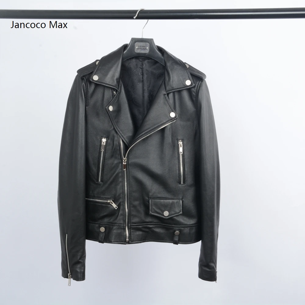 Jancoco Max 2019 Women Genuine Leather Coats Fashion Style Real Leather Jacket Pocket Ladies Fashion Spring Autumn S5001