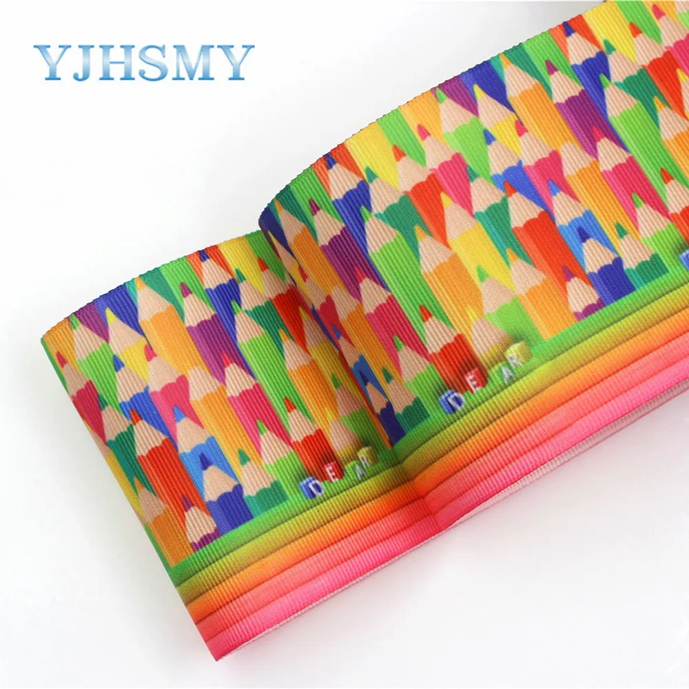 YJHSMY G-18620-540 10 ярдов 75 мм цветные карандаши печатные ленты grosgrain DIY аксессуары для