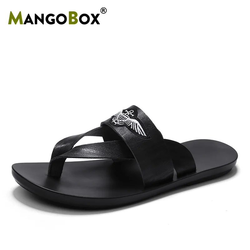 Модные сланцы лето для мужчин 2019 Mangobox без каблука легкий вес шлёпанцы для женщин Твердые PU снаружи мужской Нескользящие сандалии пляжная