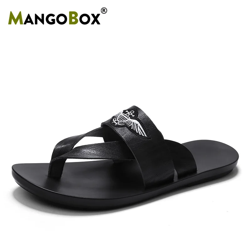 

Fashion Flip Flops Summer Men 2019 Mangobox Flat Light Weight Slippers Solid PU Outside Male Sandals Non Slip Beach Shoes Men