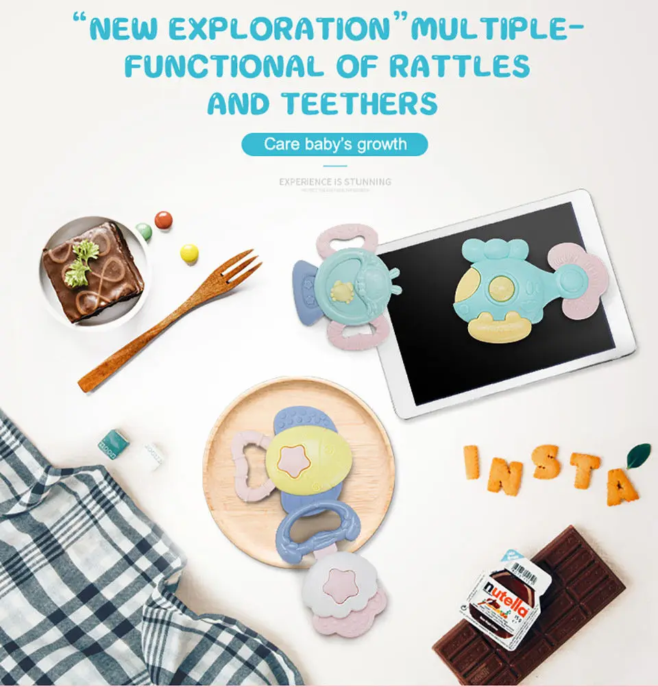 Mibokids 10 шт. погремушки для детей Прорезыватель для зубов захватывающие игрушки встряхивание погремушка игрушка Подарочный набор для новорожденных