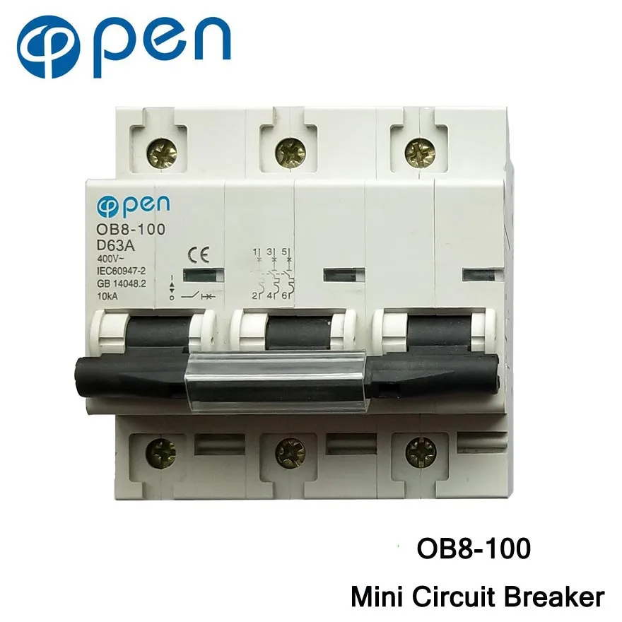 

OB8-100 Series Mechanical Mini Circuit Breaker MCB 3P 63A/80A/100A D Curve High Breaking Capacity for Overload Protection