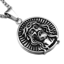 HIP Punk JESUS Piece Round Necklaces Gold /Silver Titanium Stainless Steel Chain Pendants Accessories for Men Christian Jewelry
