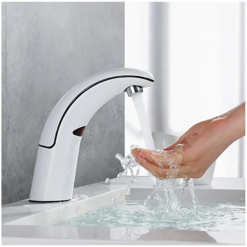 ABS hot and cold  bathroom sense faucet fashion basin faucet sink tap white color easy install