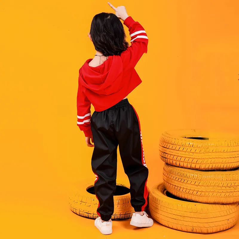 Jazz Dance Costumes Hip Hop Kids Long Sleeve Hooded Top Jogger Pants Girls Hiphop Clothes Street Dance Stage Show Wear (15)