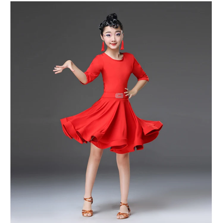 Бархатное хлопковое платье с длинными рукавами для латинских танцев для девочек, бальные костюмы для соревнований, вечерние костюмы для выступлений