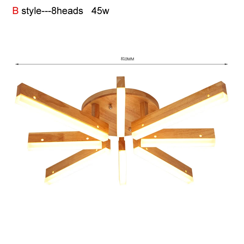 Светодиодный потолочный светильник из дерева для спальни, гостиной, AC85-265V, светодиодный потолочный светильник lamparas de techo - Цвет корпуса: 8 heads B