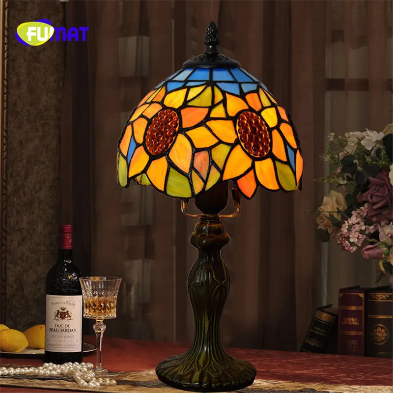 3Sunflower Stained Glass Tiffany Table Lamp