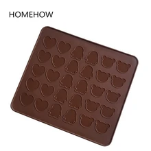 1 шт. 30 отверстий Любовь Сердце Медведь Пингвин дизайн силиконовый коврик для выпечки печенья Макарон бытовой DIY пекарни Инструменты для выпечки