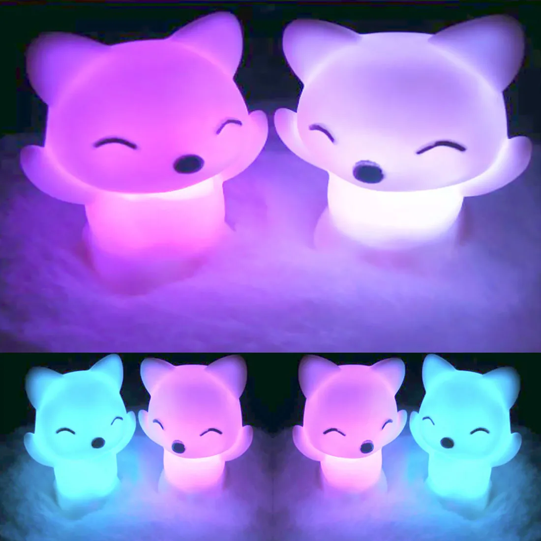 

1PCS LED Light Button Battery Home Decoration 7 Changing Colors Lovely Fox Shape LED Night Light