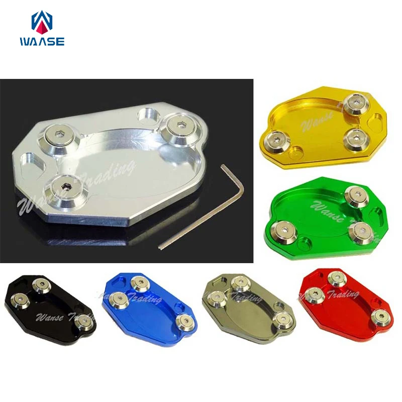 

waase Motorcycle Kickstand Foot Side Stand Extension Pad Support Plate For KAWASAKI Ninja ZX-10R ZX10R 2008 2009 2010 2011-2015