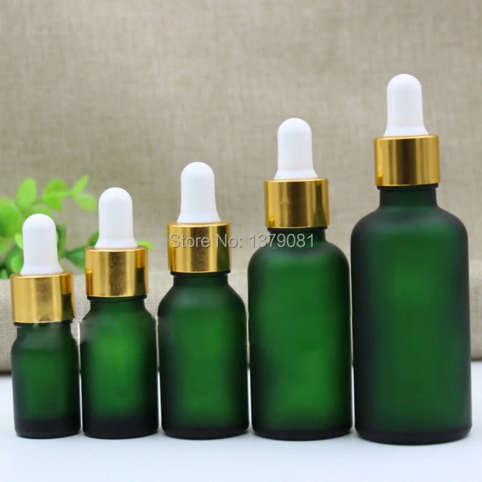 Download New 5ml,10ml,15ml,30ml,50ml,Green Frosted Glass bottles With Dropper,Empty Essential Oil Glass ...