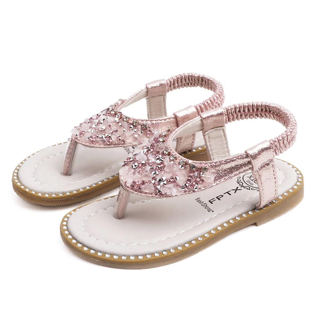 

MUQGEW Summer Baby Girls Shoes Toddler Infant Kids Pearl Crystal Single Princess Roman Shoes Sandals For Children Girl Black